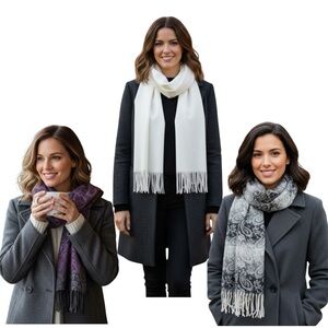 Steve Madden Women's Scarf Set - White, Purple, Gray